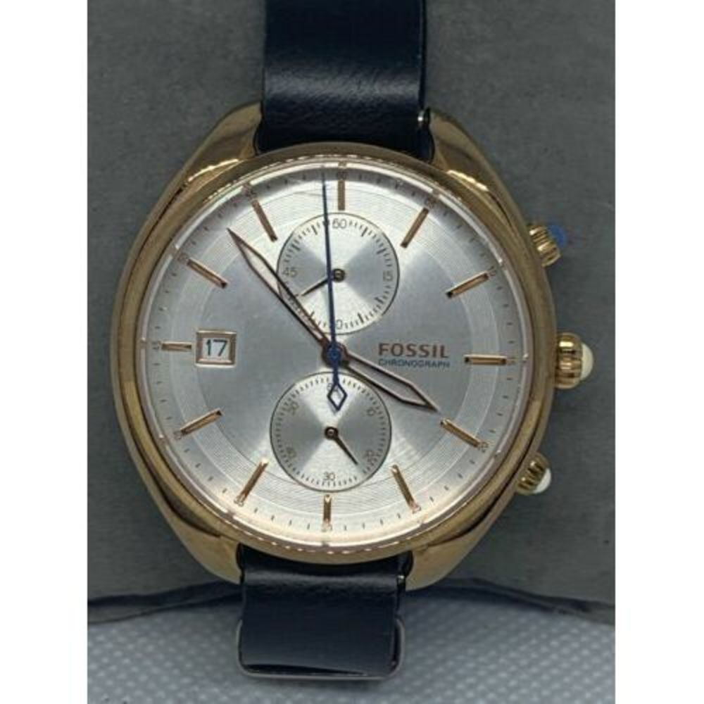 Fossil CH2997 Women's Black Leather Analog Silver Dial Quartz Genuine Watch Aa78